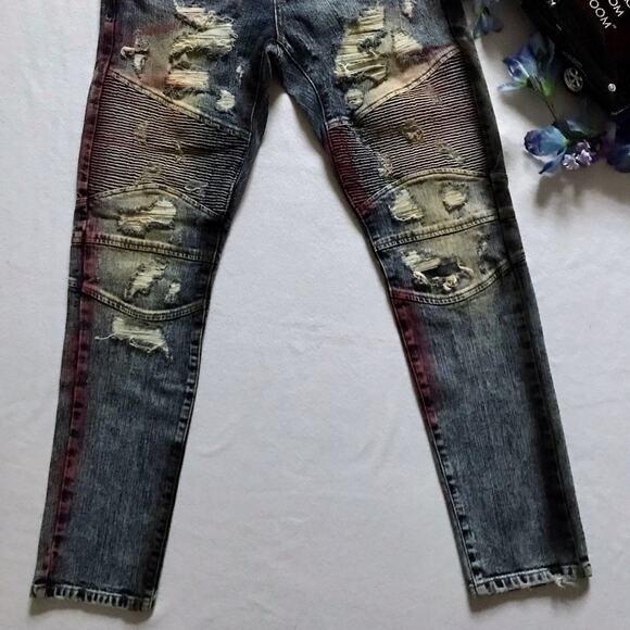 Preme NWOT Medium Wash Distressed Skinny Jeans Men 32 - Picture 4 of 11